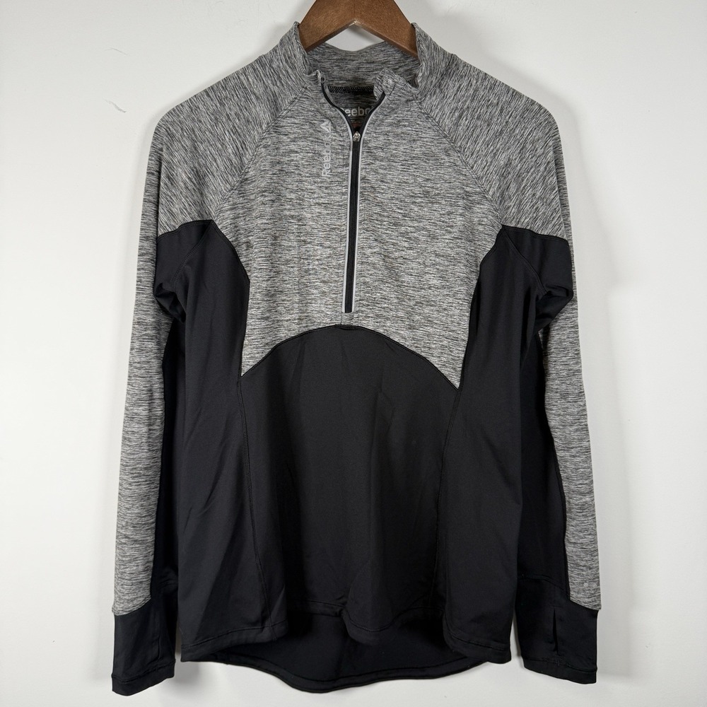 Reebok 1/4 Zip Pullover Gray Women's Large Stretch Athletic Casual